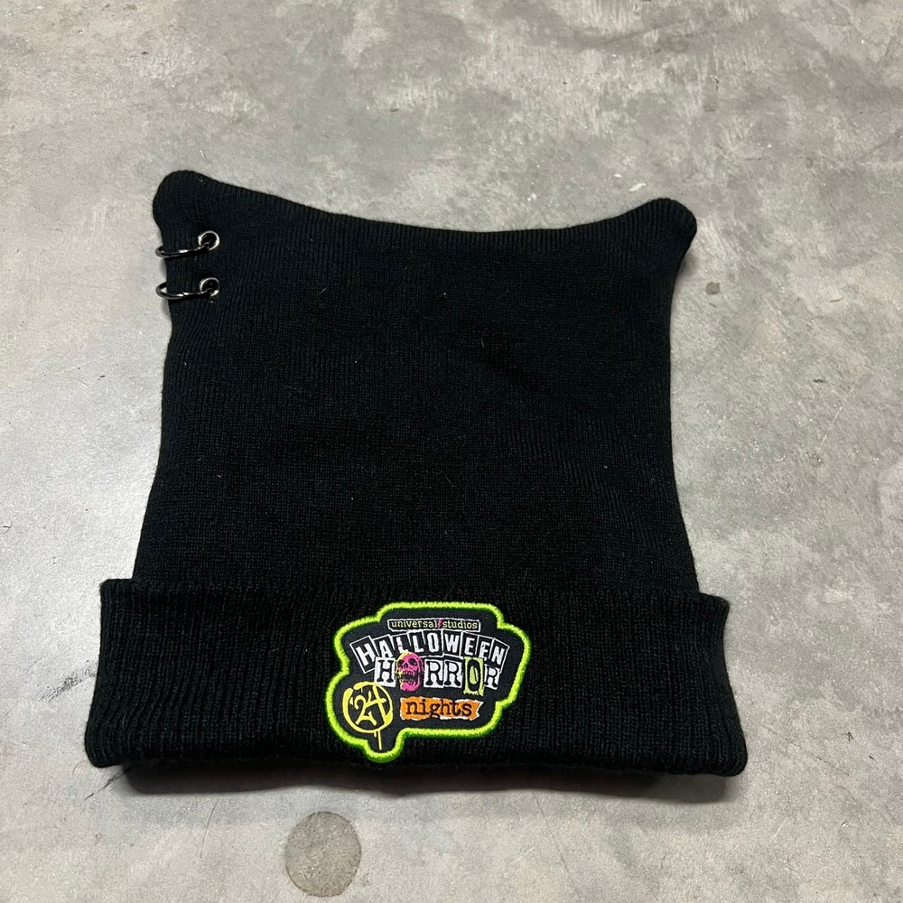 Universal Studios Halloween Horror Nights 2024 Pierced Cat Ear Beanie Hat Black